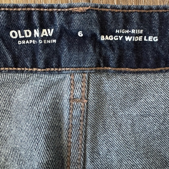 Old Navy Women’s Size 6 High-Rise Baggy Wide Leg Jeans Dark Wash Drapey Denim - Picture 7 of 14